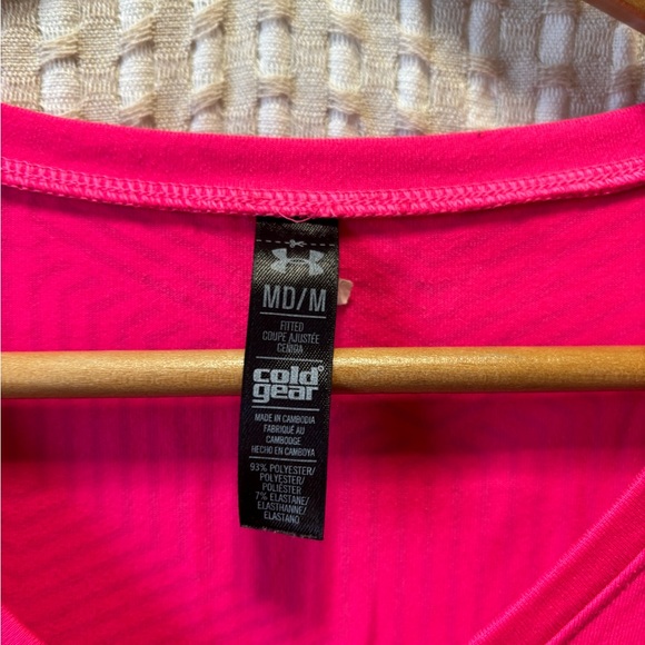 Under Armour Women's Vibrant Pink V-Neck Long Sleeve Tee - Picture 2 of 5